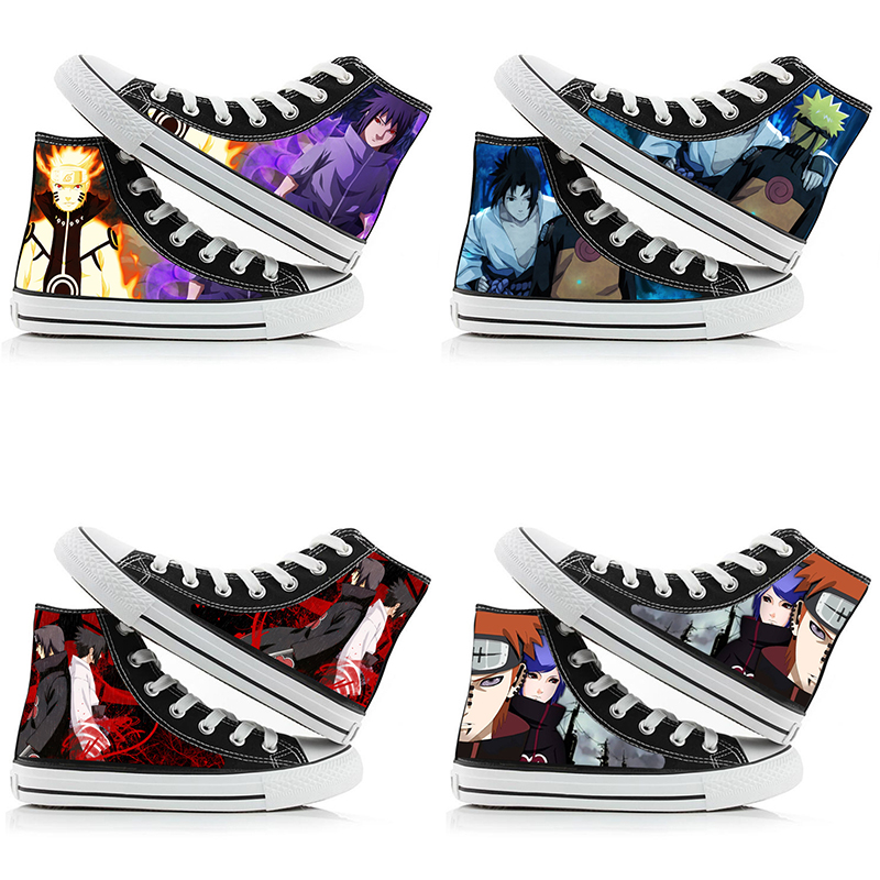 Anime Cosplay Ideas For Women - Naruto Uzumaki Yüksek Top Kanvas Ayakkabılar
