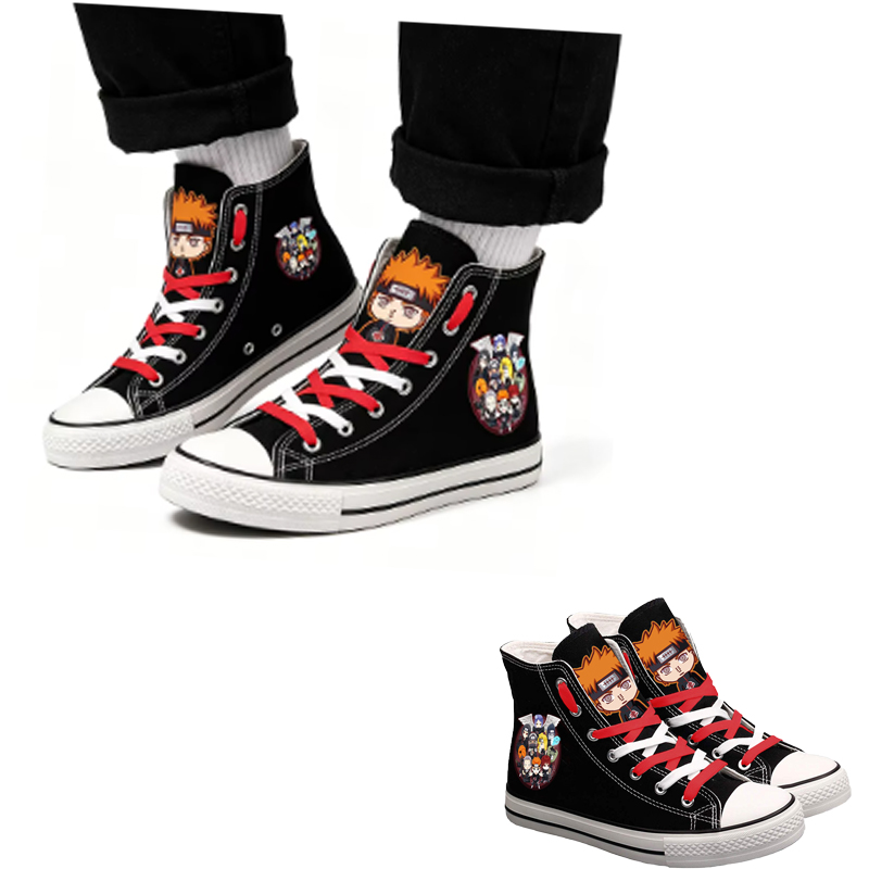 Anime Cosplay Ideas For Women - Naruto Uzumaki Yüksek Top Kanvas Ayakkabılar