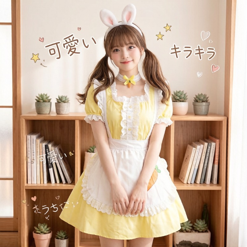 Anime Cosplay Plus Size - S-5XL Tavşan Hizmetçi Elbisesi Havuç Baskı