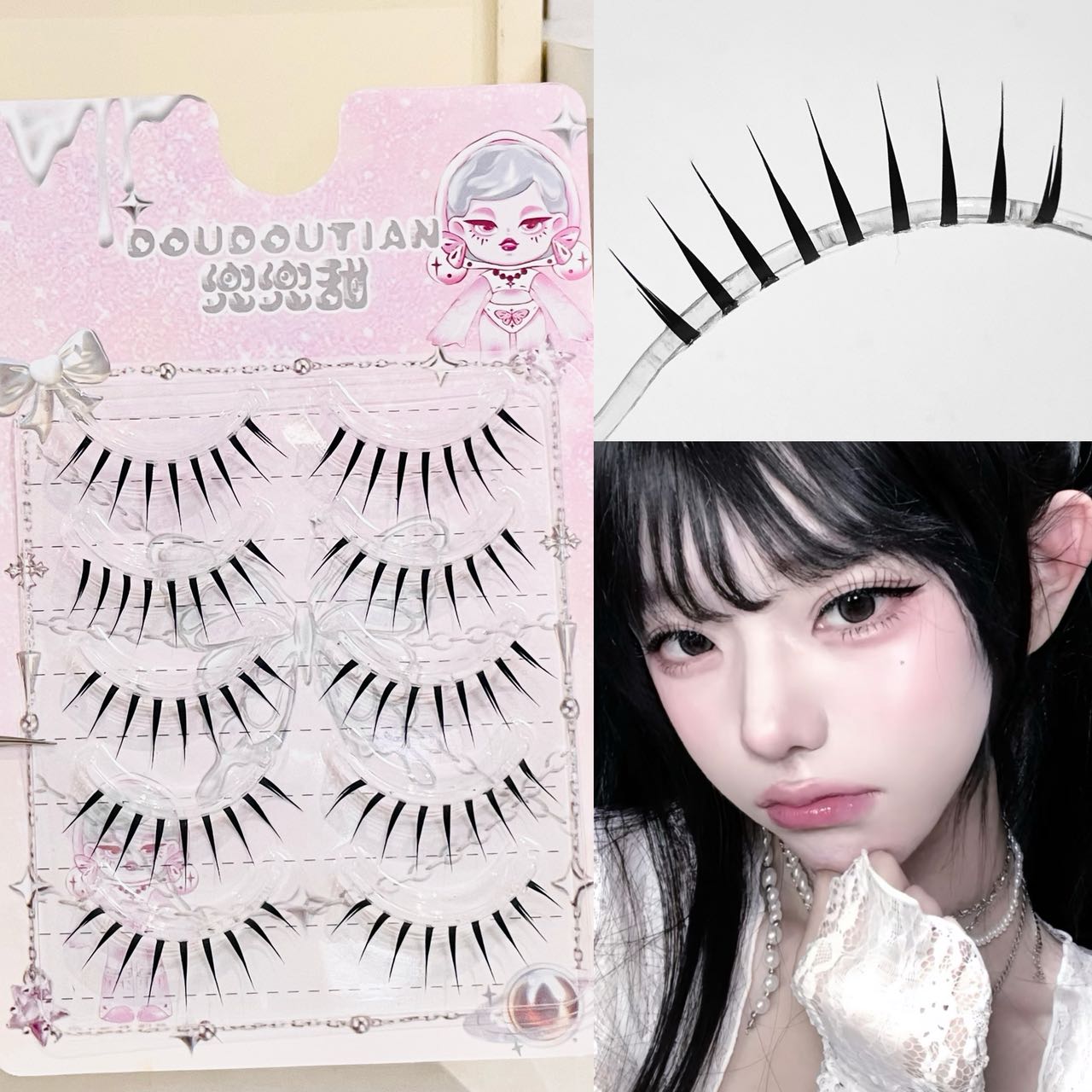 Anime Cosplay Lashes - Doudoutian Islak Görünümlü Sivri Uçlu Tam